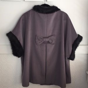 Faux Fur Cape with Bow